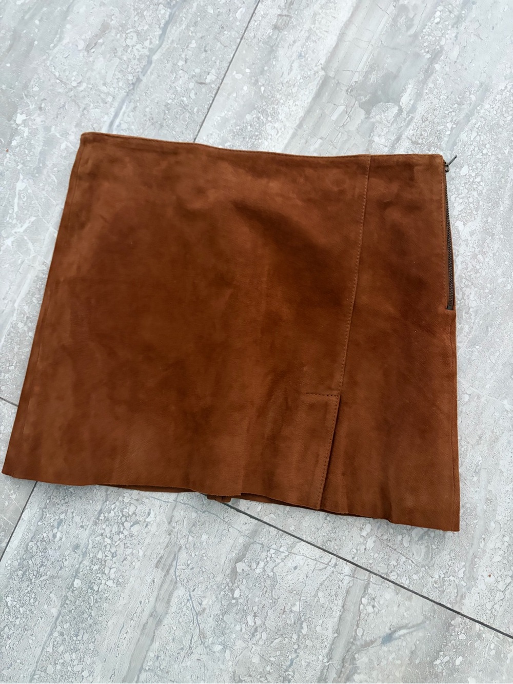 Mango Cognac Brown Suede Mini Skirt